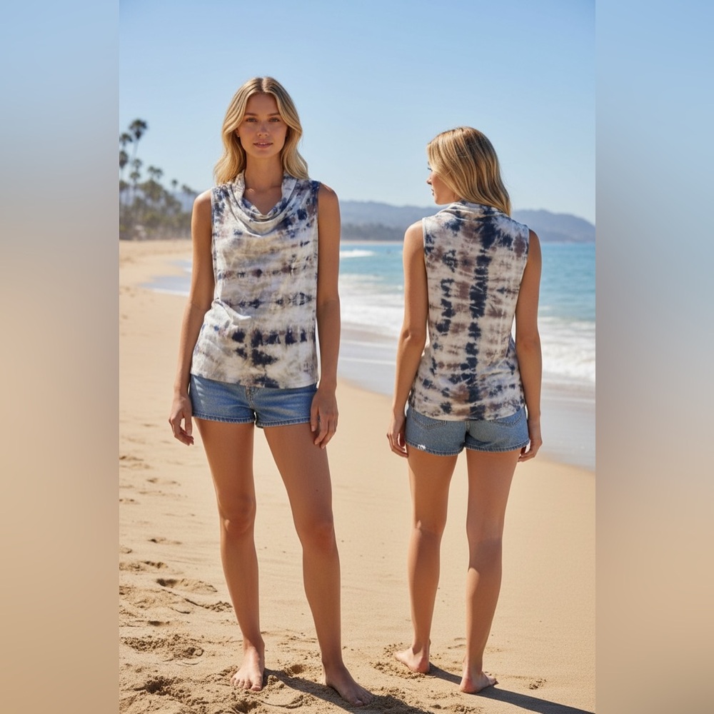 NWT Chic Tie-Dye Sleeveless Blouse